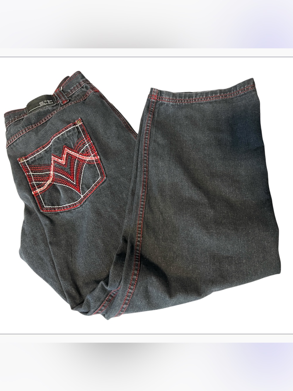 vintage Y2K RK Icon baggy jean 2000 Streetwear skate hip hop punk black red 40/3